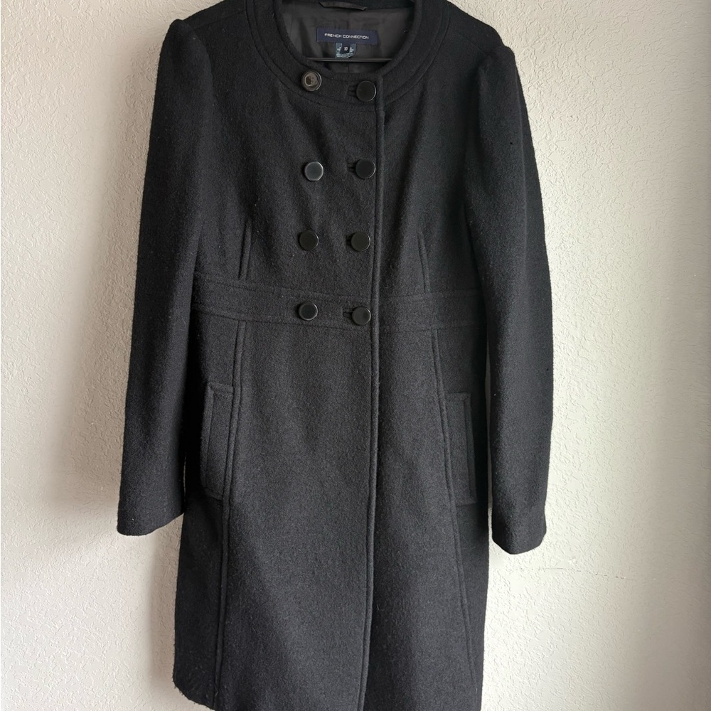 French Connection Double-Breasted Pea Coat 100% Wool